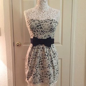 Strapless black and white dress